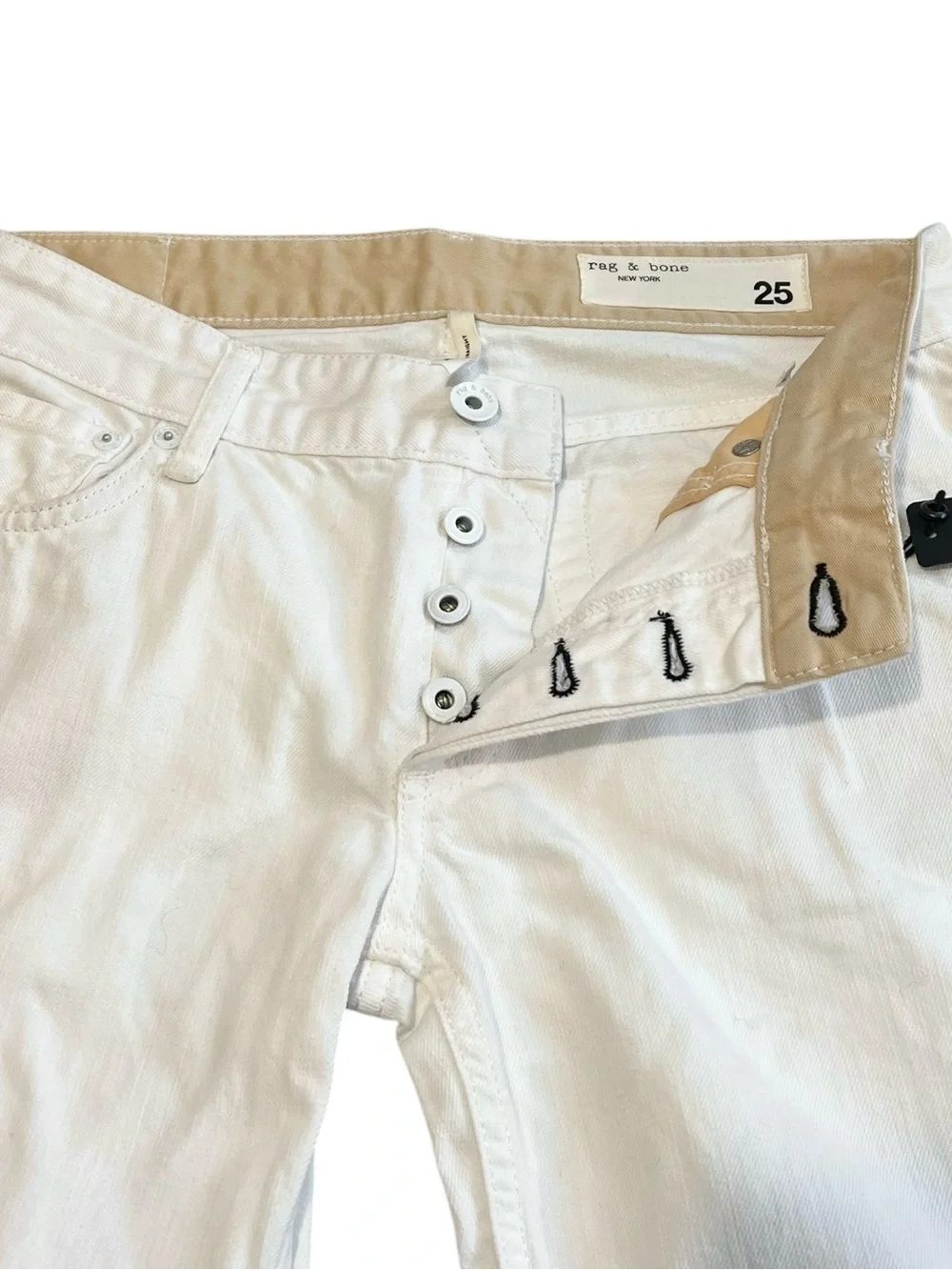 Rag & Bone New York Piper, Low-Rise Straight Leg, What/Tan‎ Wash, Size 25